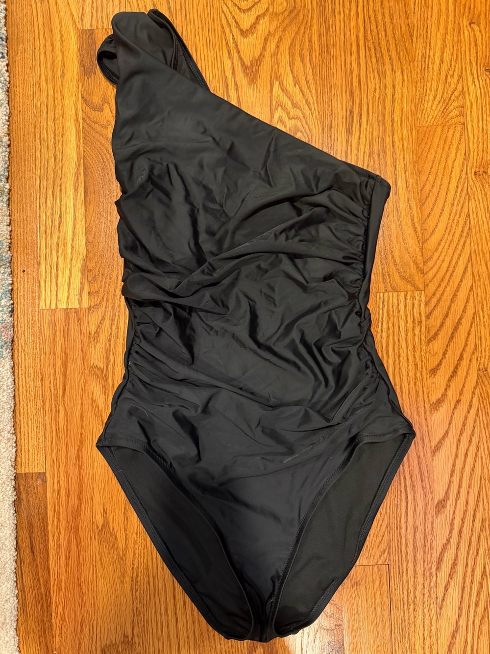 J. Crew Black One-Shoulder Ruched One-Piece Swimsuit